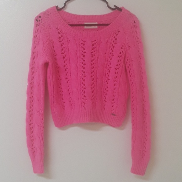 🎉Hollister neon pink crochet/knit sweater - Picture 2 of 5